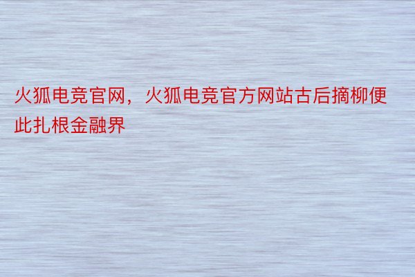 火狐电竞官网，火狐电竞官方网站古后摘柳便此扎根金融界